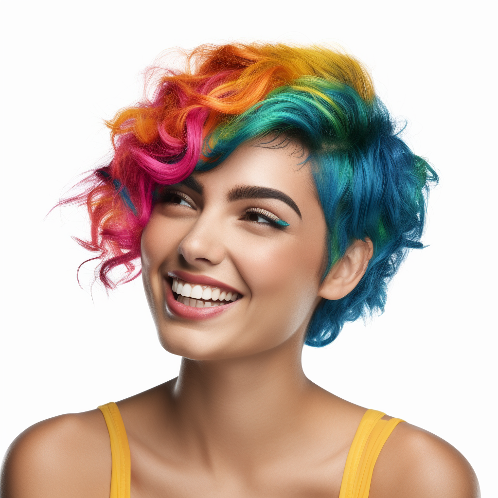 Vivid Bliss: Hispanic Woman with Colorful Hair
