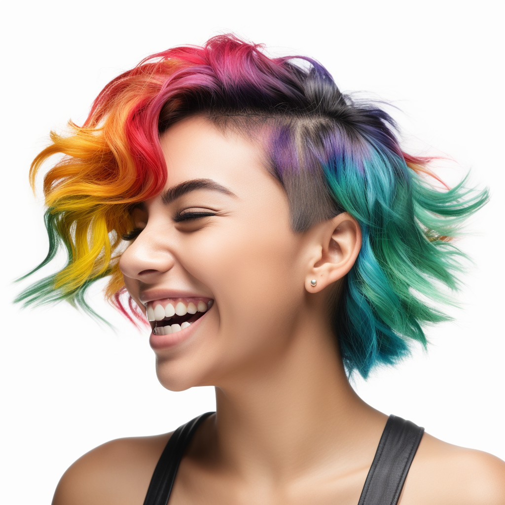 Hispanic Woman with Colorful Hair