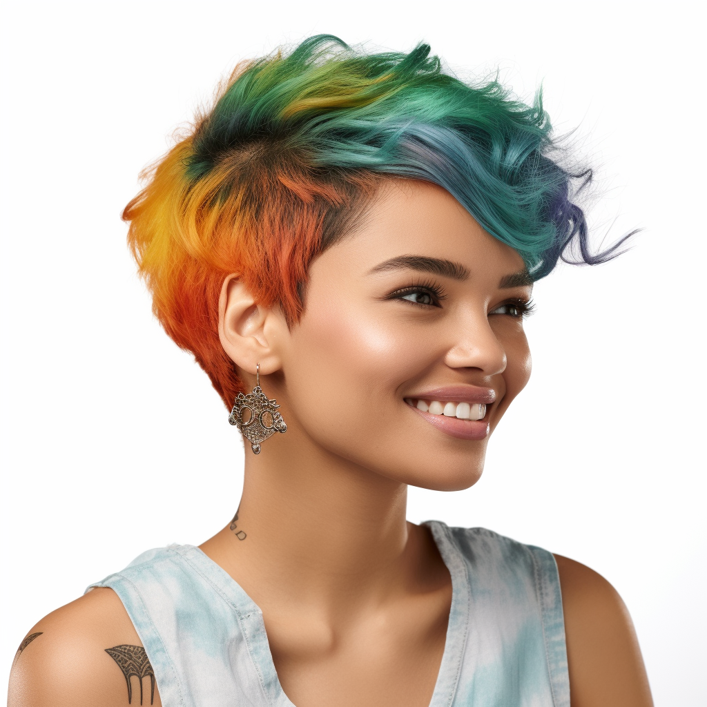 Hispanic Woman with Colorful Hair