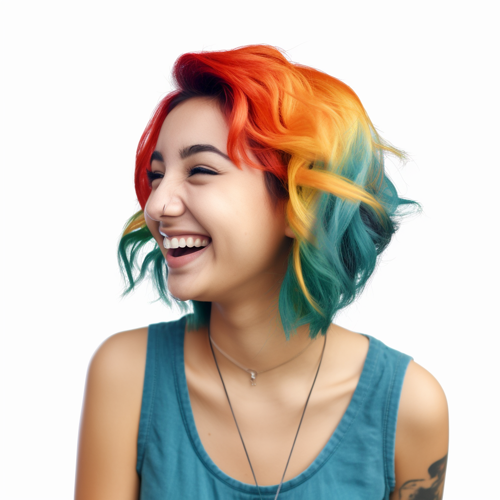 Hispanic Woman with Colorful Hair