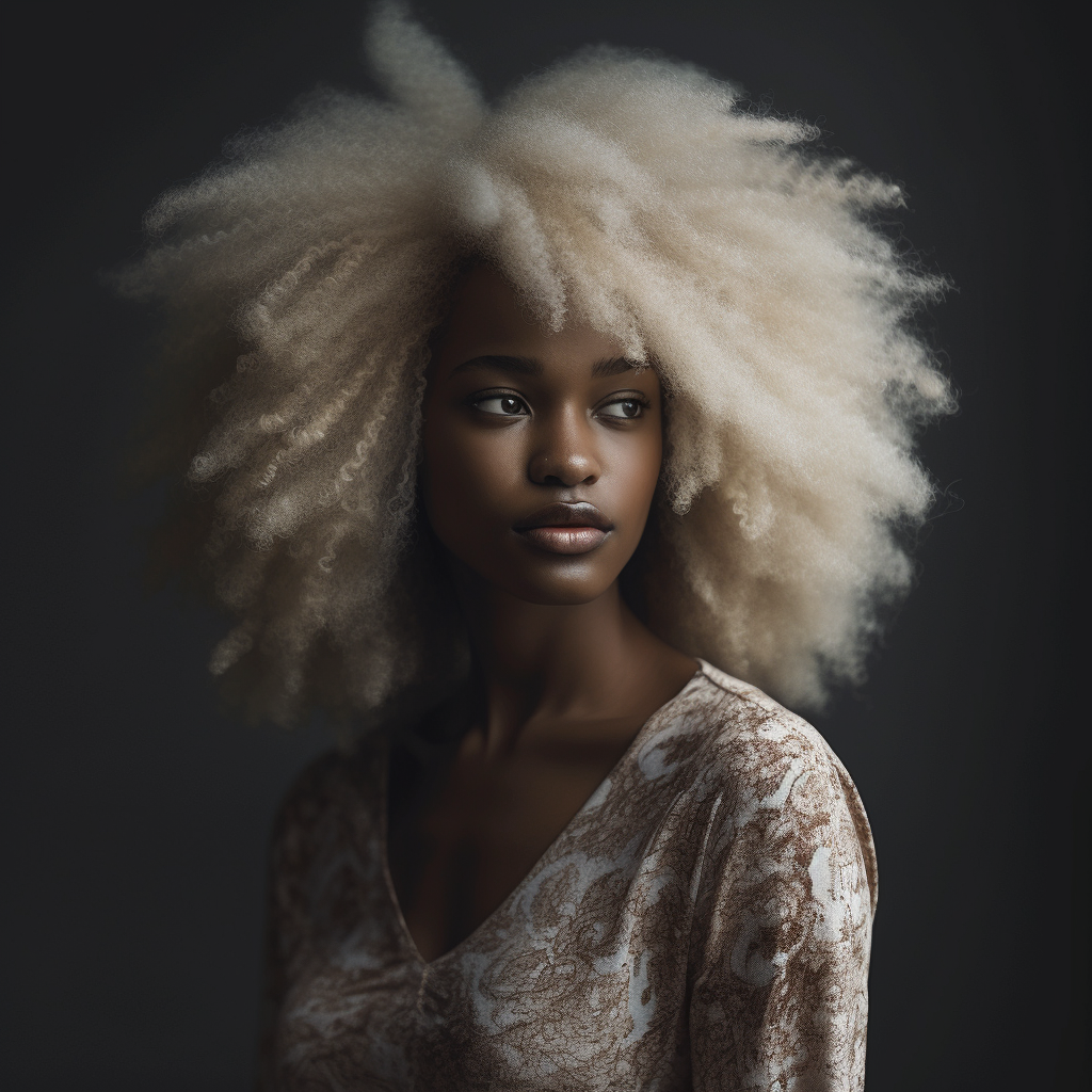 beautiful black woman with long afro