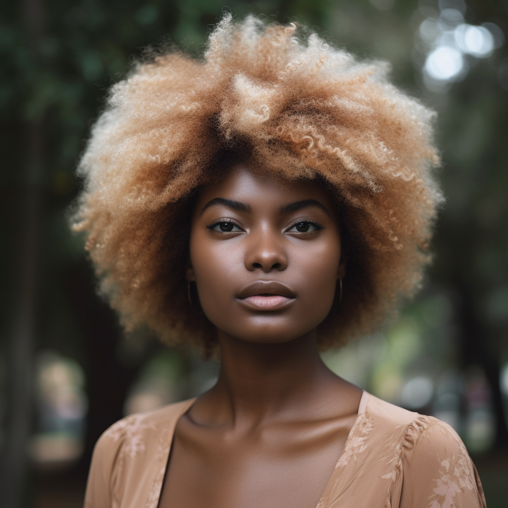 beautiful black woman with long afro