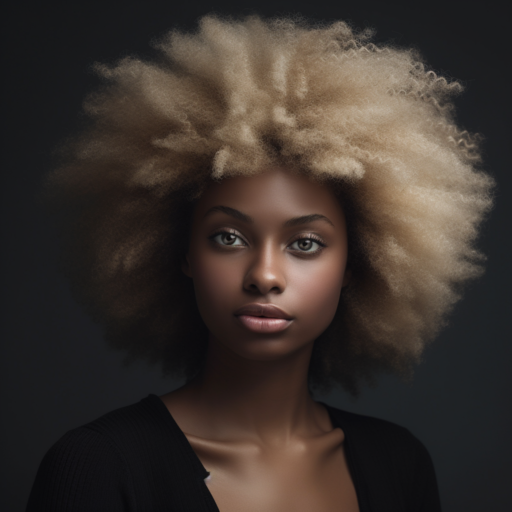 beautiful black woman with long afro
