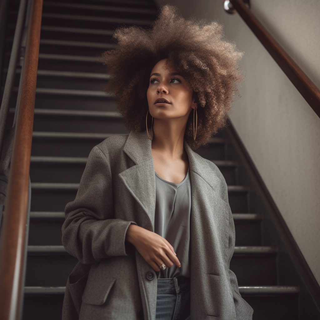 beautiful black woman with long afro