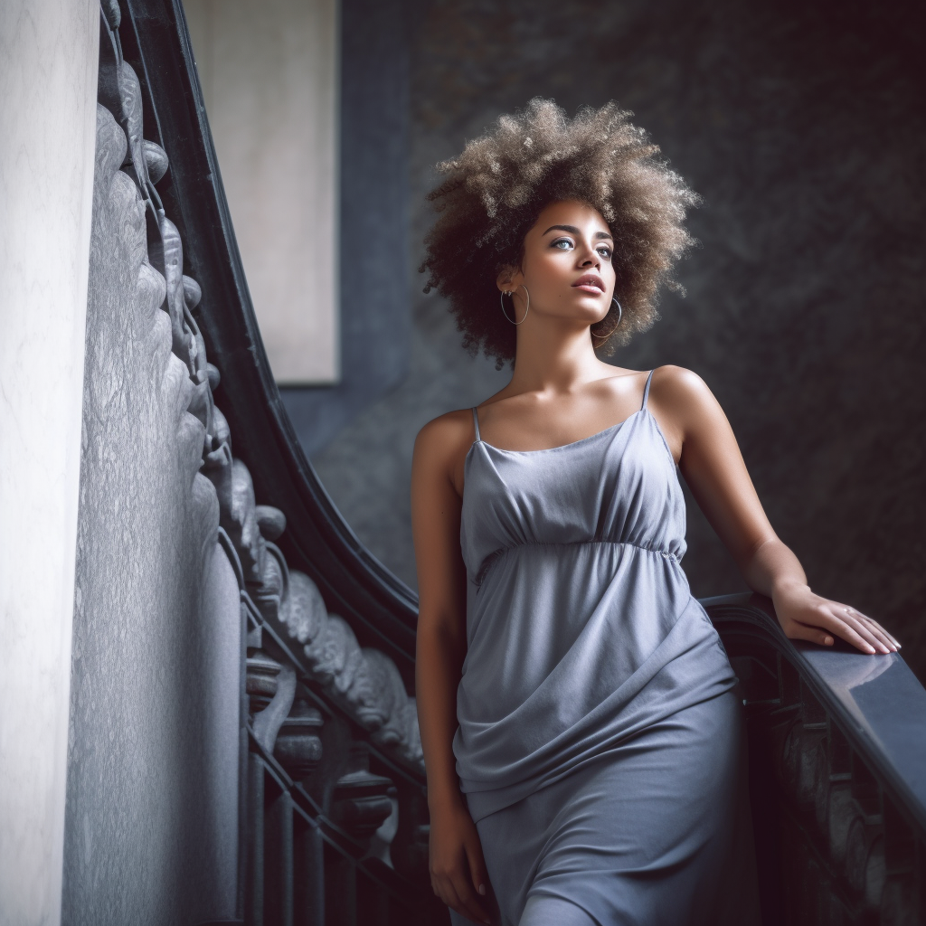 beautiful black woman with long afro