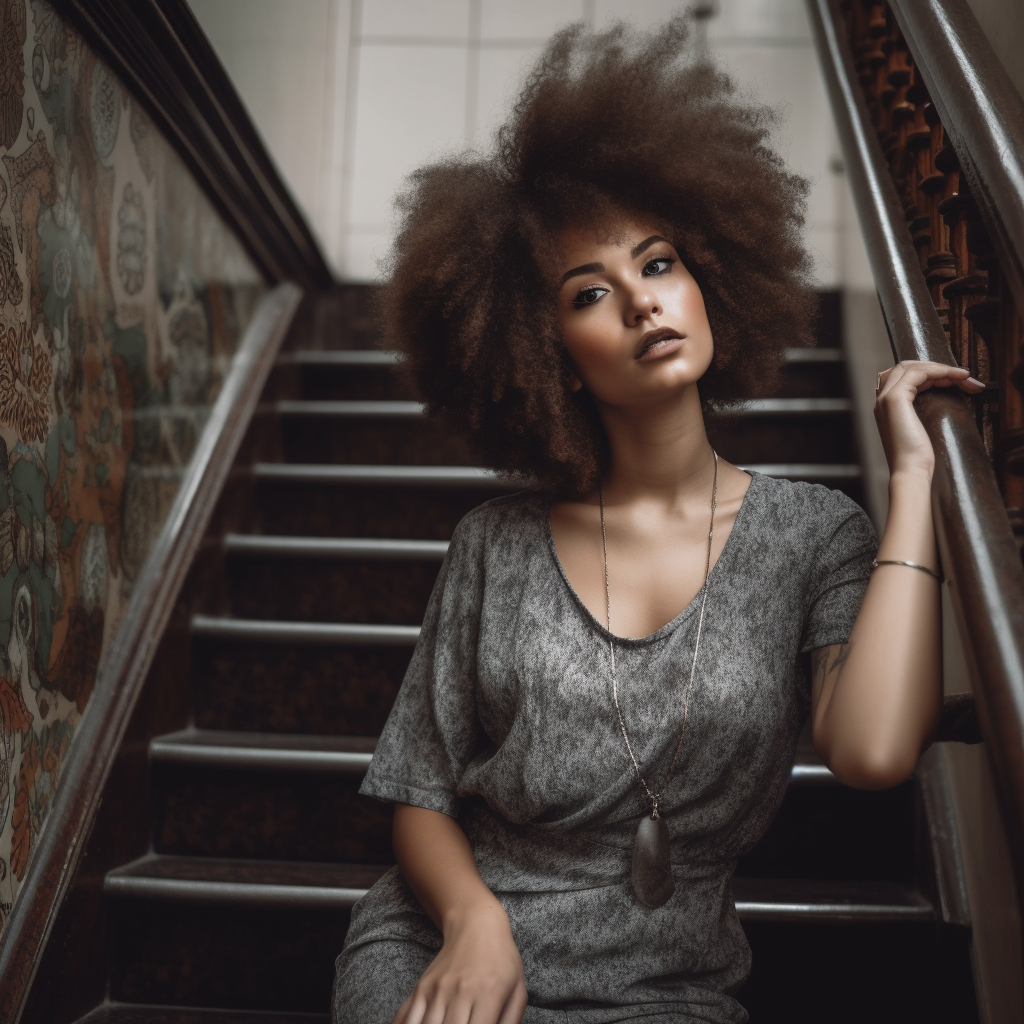 beautiful black woman with long afro