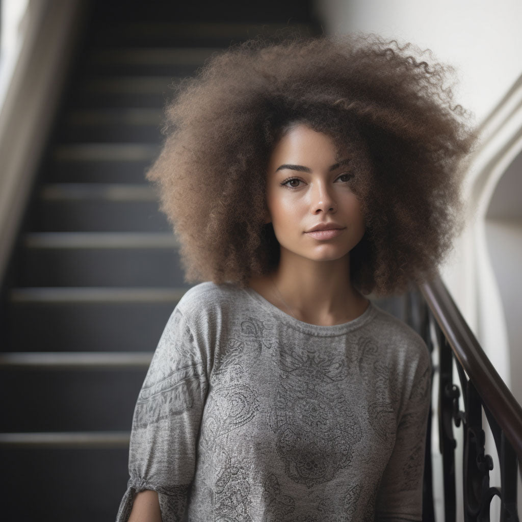 beautiful black woman with long afro