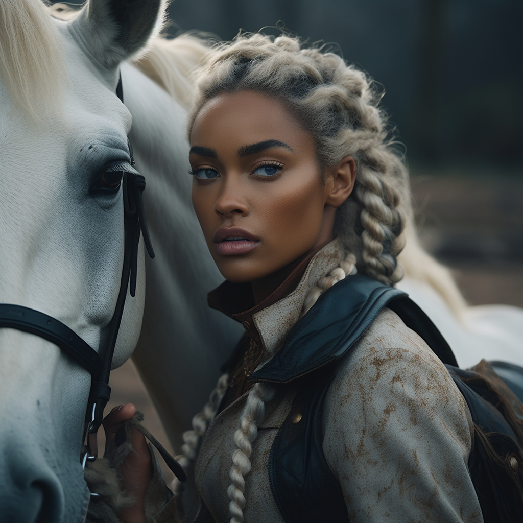 black african american equestrian loving on her horse