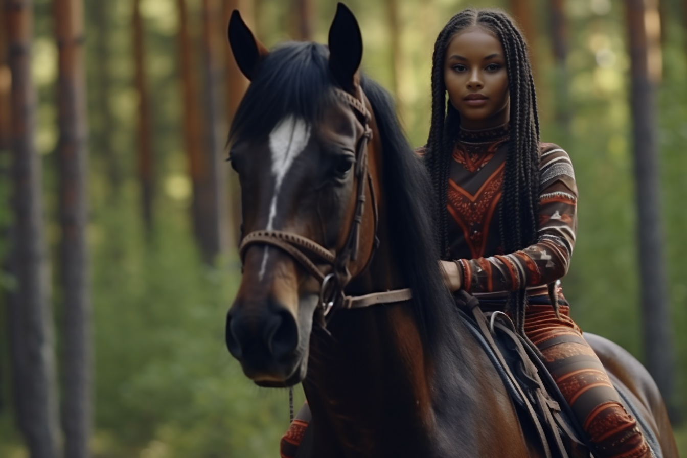 brown horse galloping black girl 11 years old