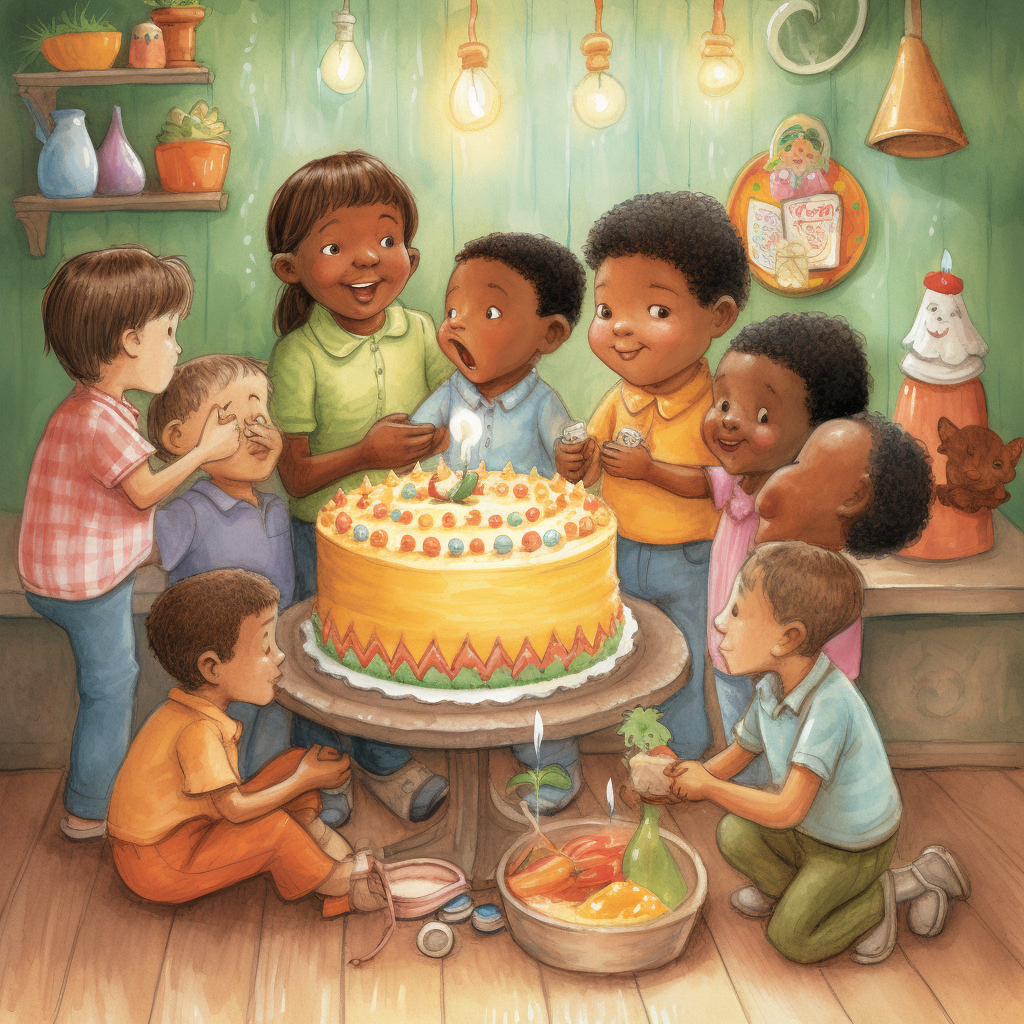 childs hyperrealistic portrait photo of birthday