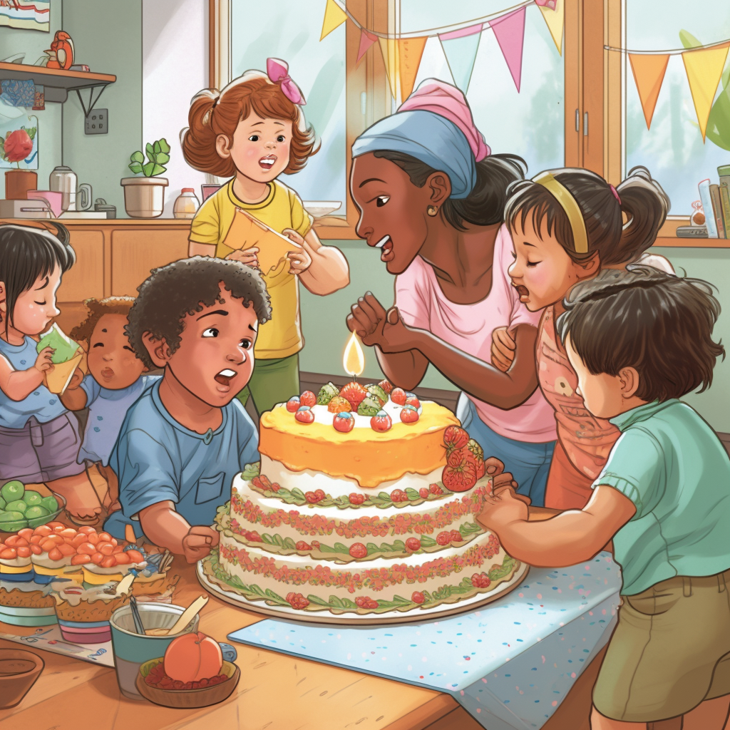 childs hyperrealistic portrait photo of birthday