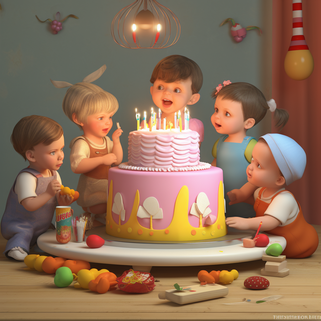 childs hyperrealistic portrait photo of birthday
