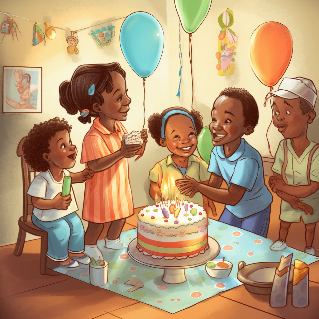 childs hyperrealistic portrait photo of birthday