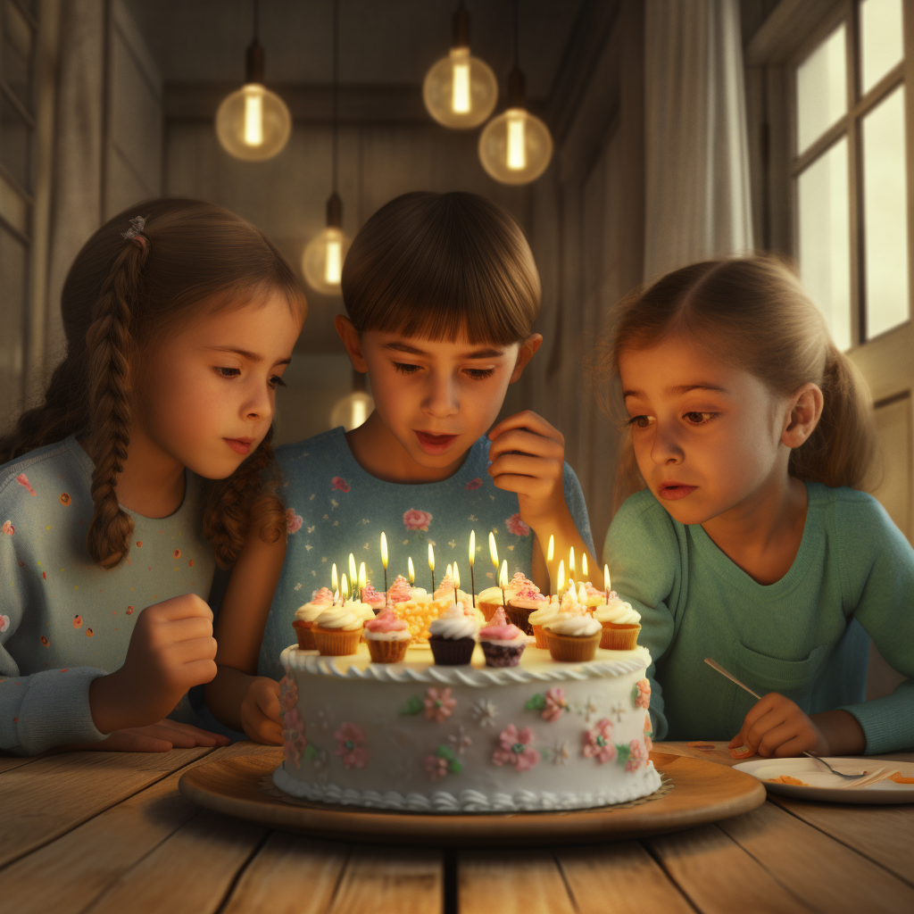 childs hyperrealistic portrait photo of birthday