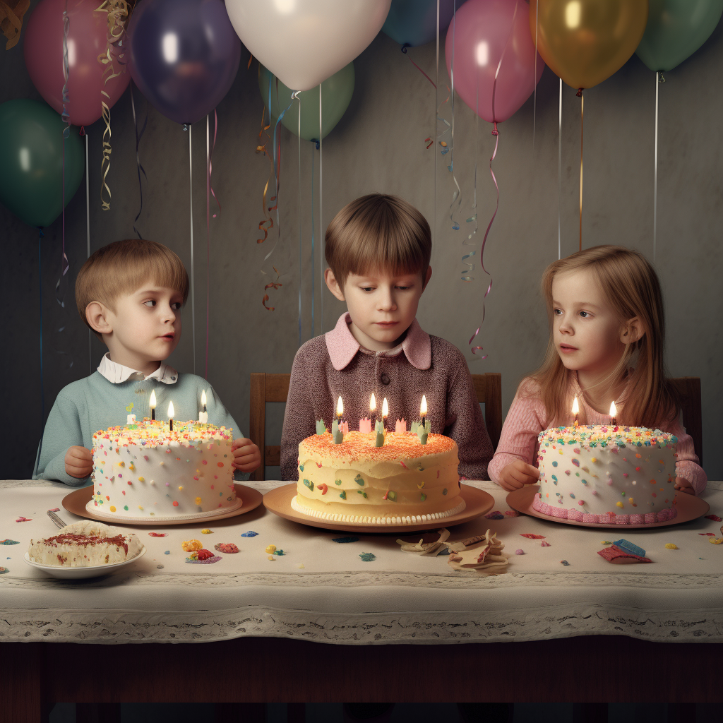 childs hyperrealistic portrait photo of birthday