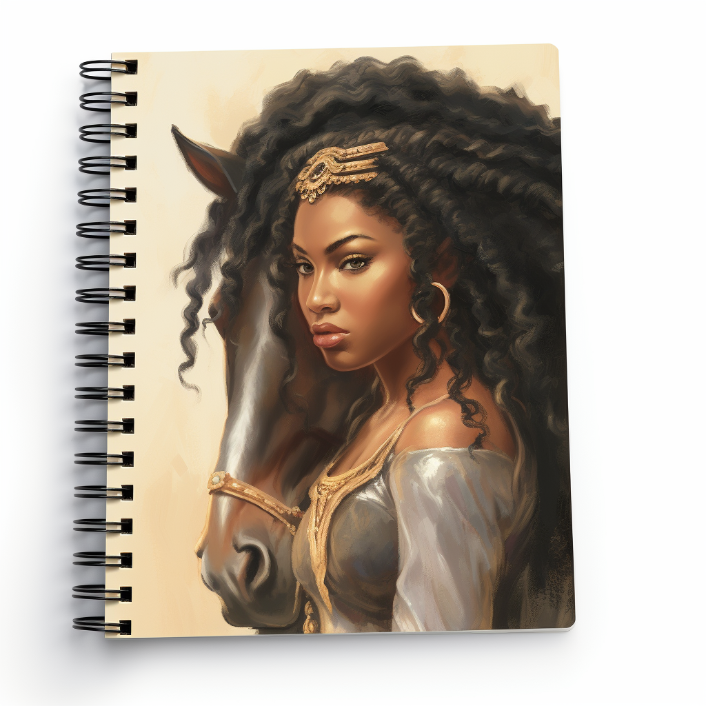 A young girl color gold Horse Art ruled note pads