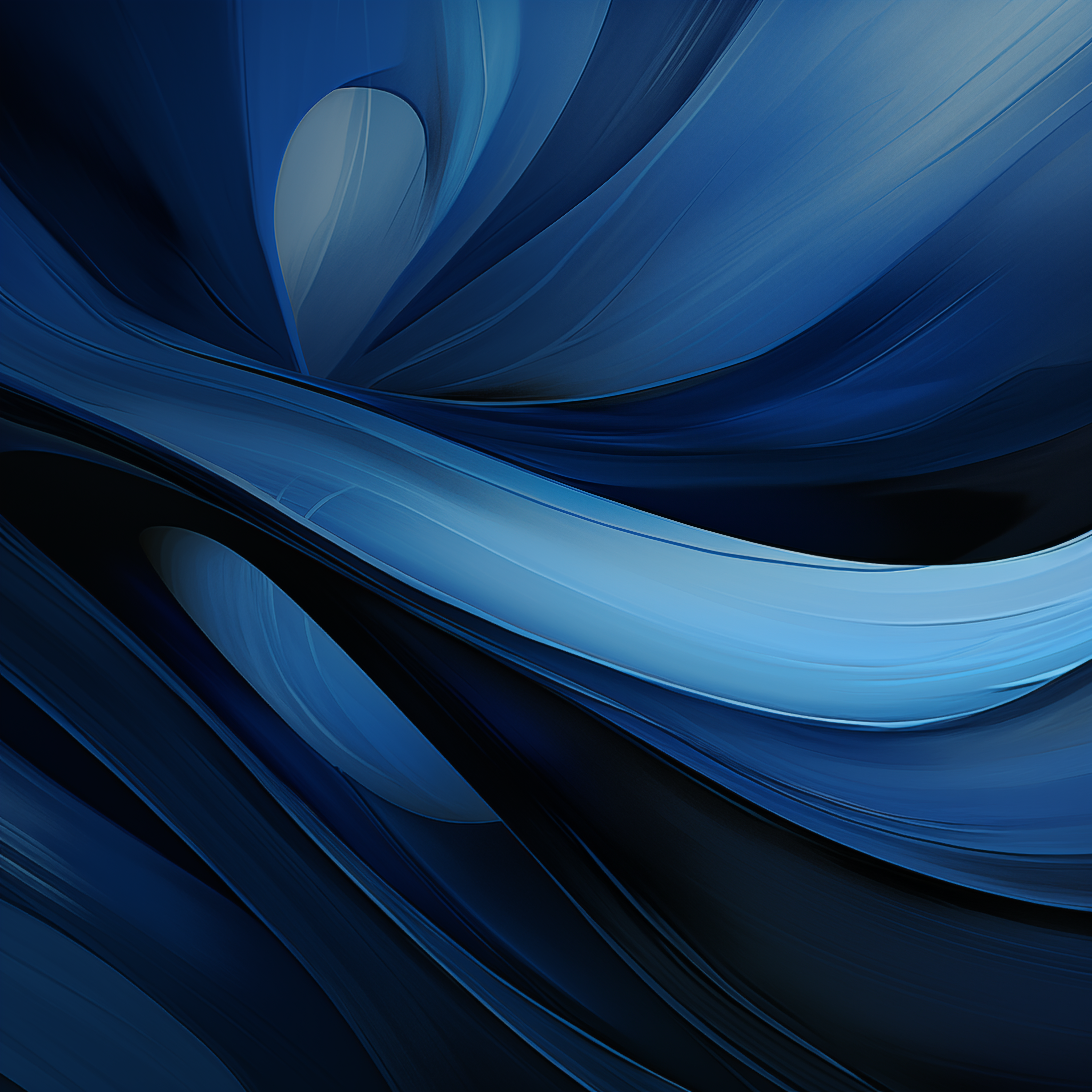 Elegant Deep Blue Waves Abstract Art - Modern Fluid Design - Digital Download