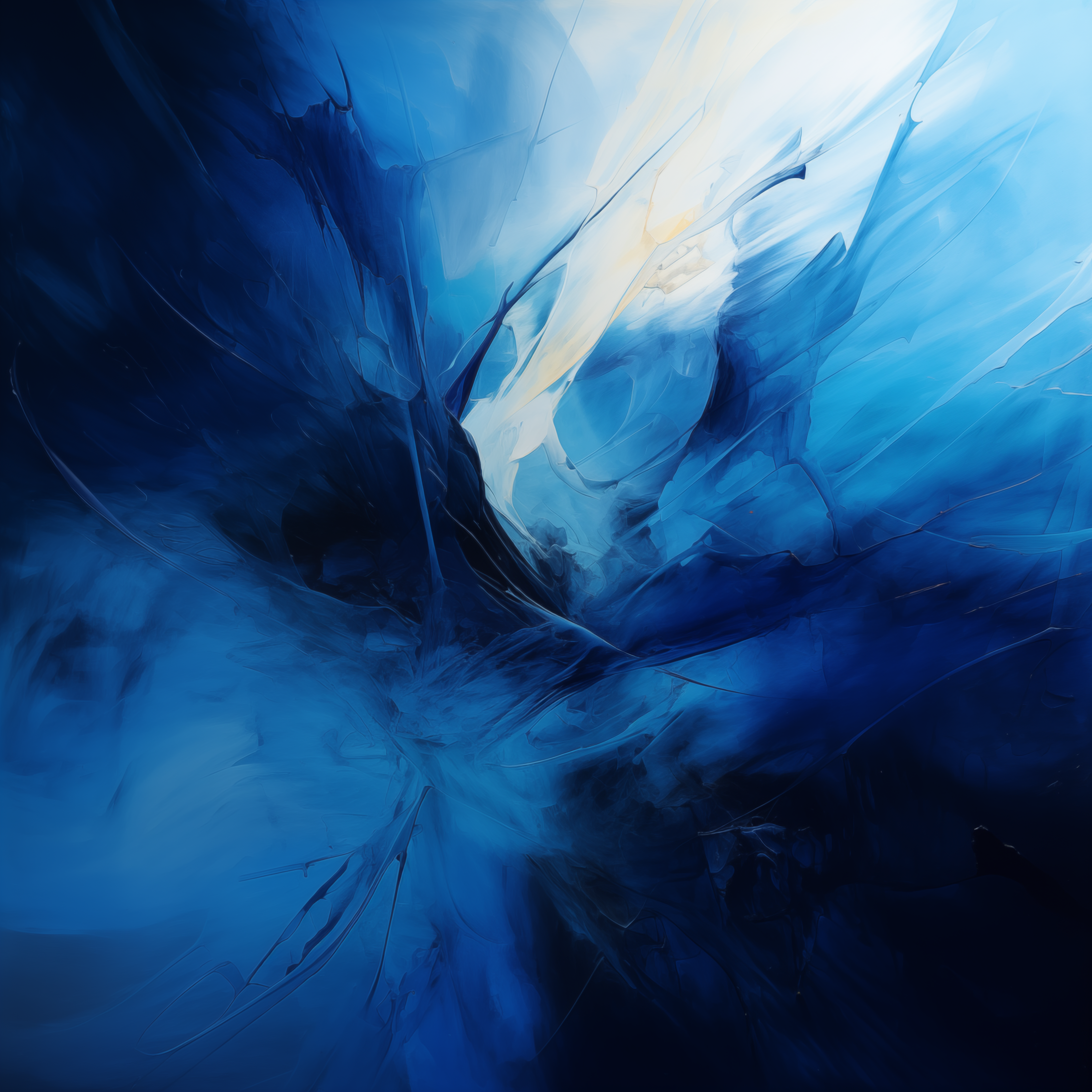 Ethereal Blue Abstract Flow Art - Mystical Oceanic Swirl - Digital Download