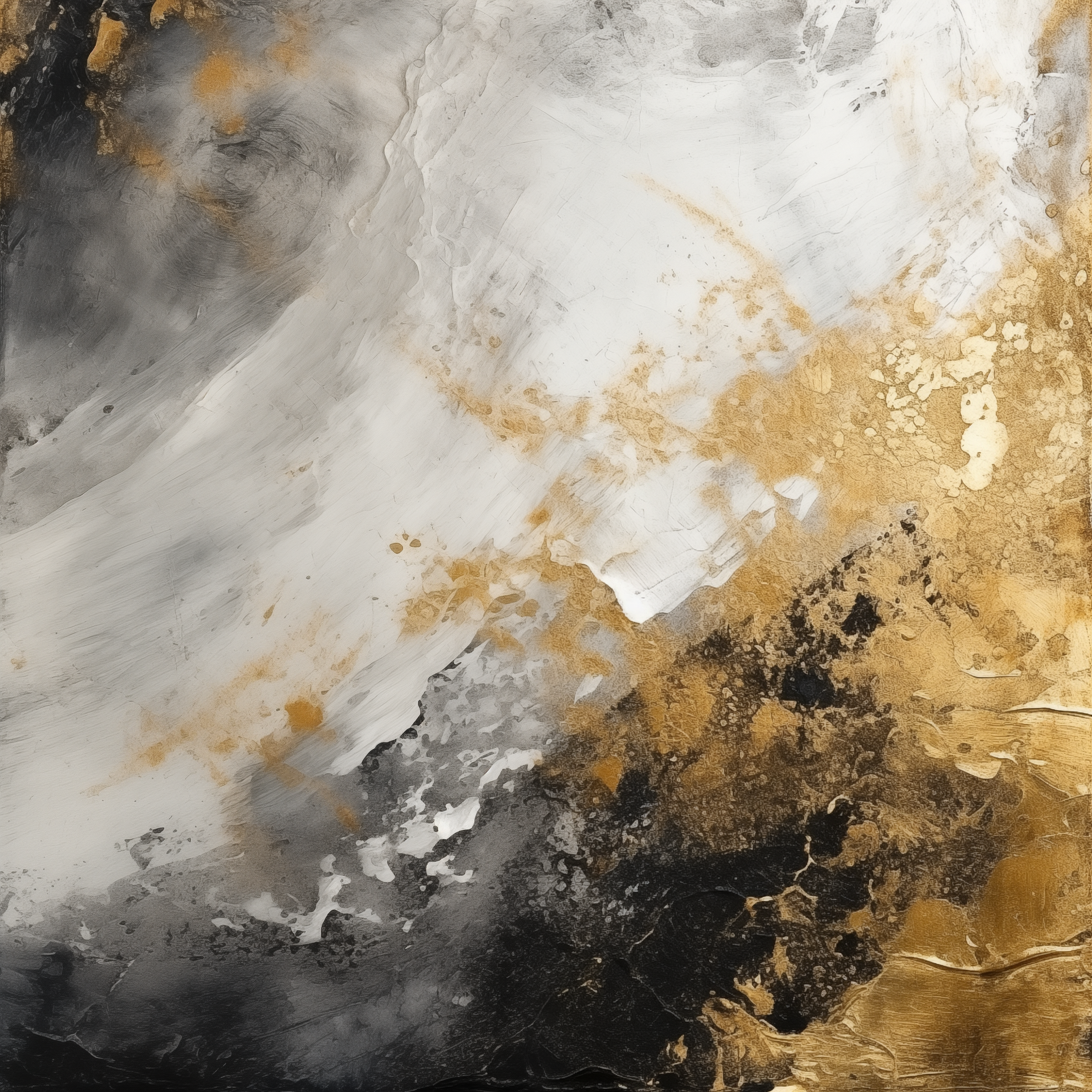 Golden Drift - Abstract Blend of Gold, White, and Black