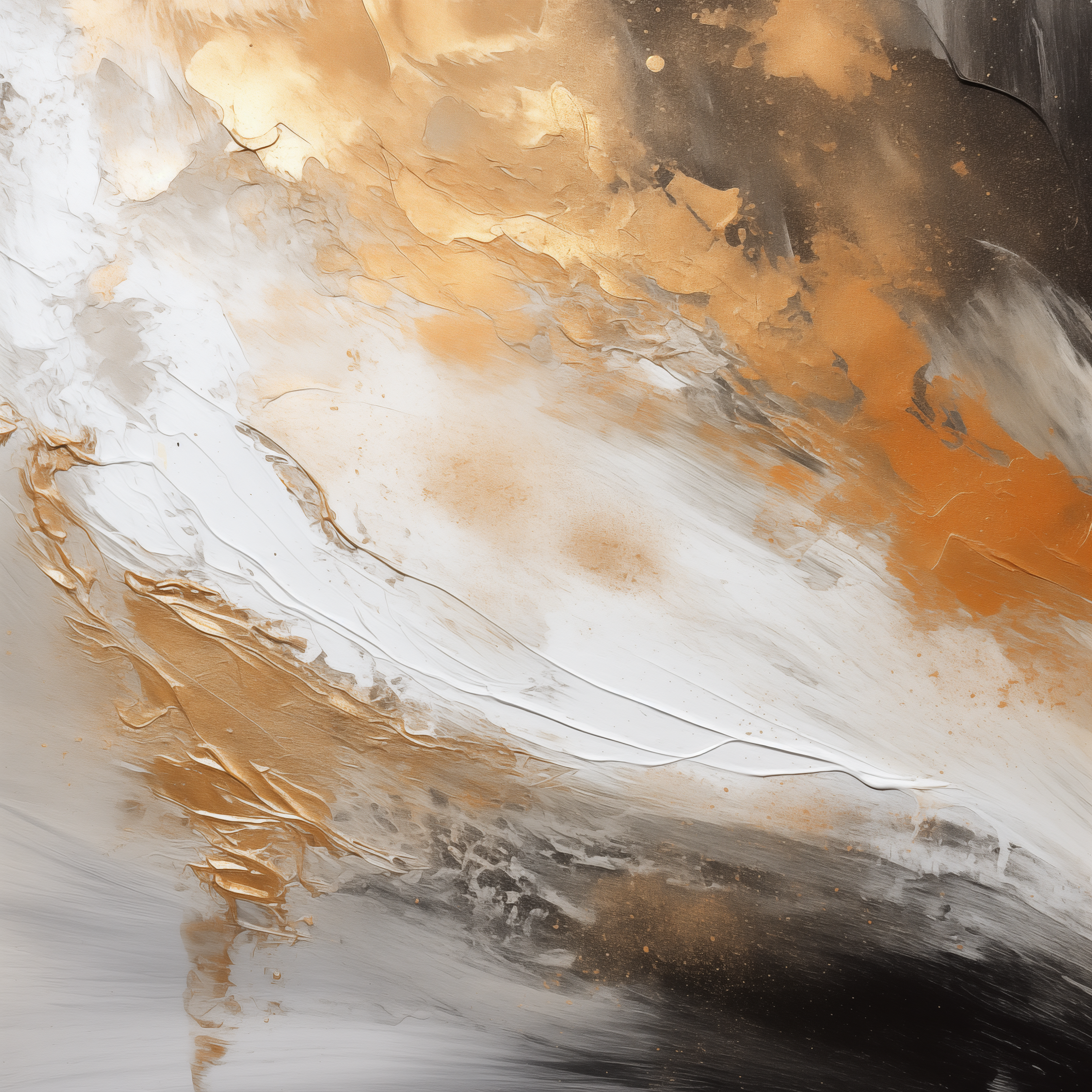 Ethereal Glow - Abstract Gold and White Cascade
