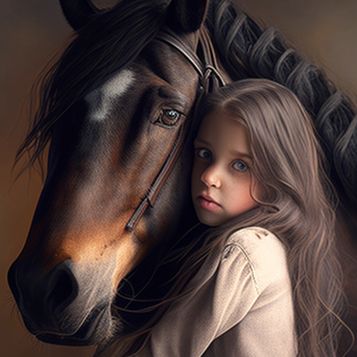 girl hugging a horse realistic photo masterpiece - The Soulful Artists