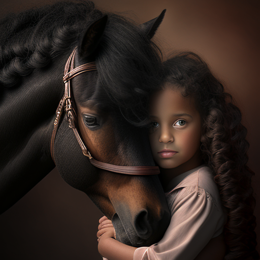 girl hugging a horse realistic photo masterpiece - The Soulful Artists