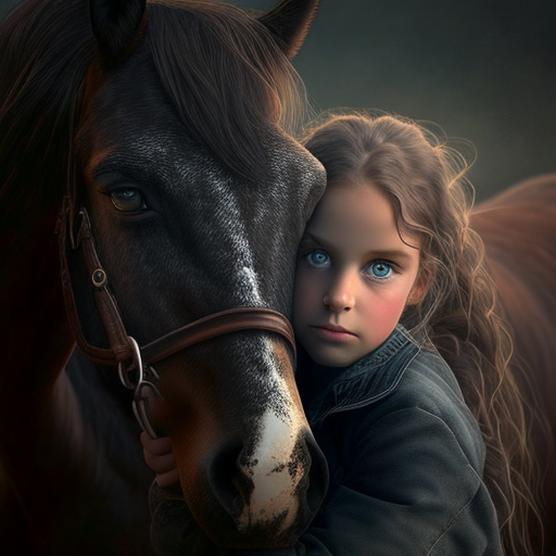 girl hugging a horse realistic photo masterpiece - The Soulful Artists