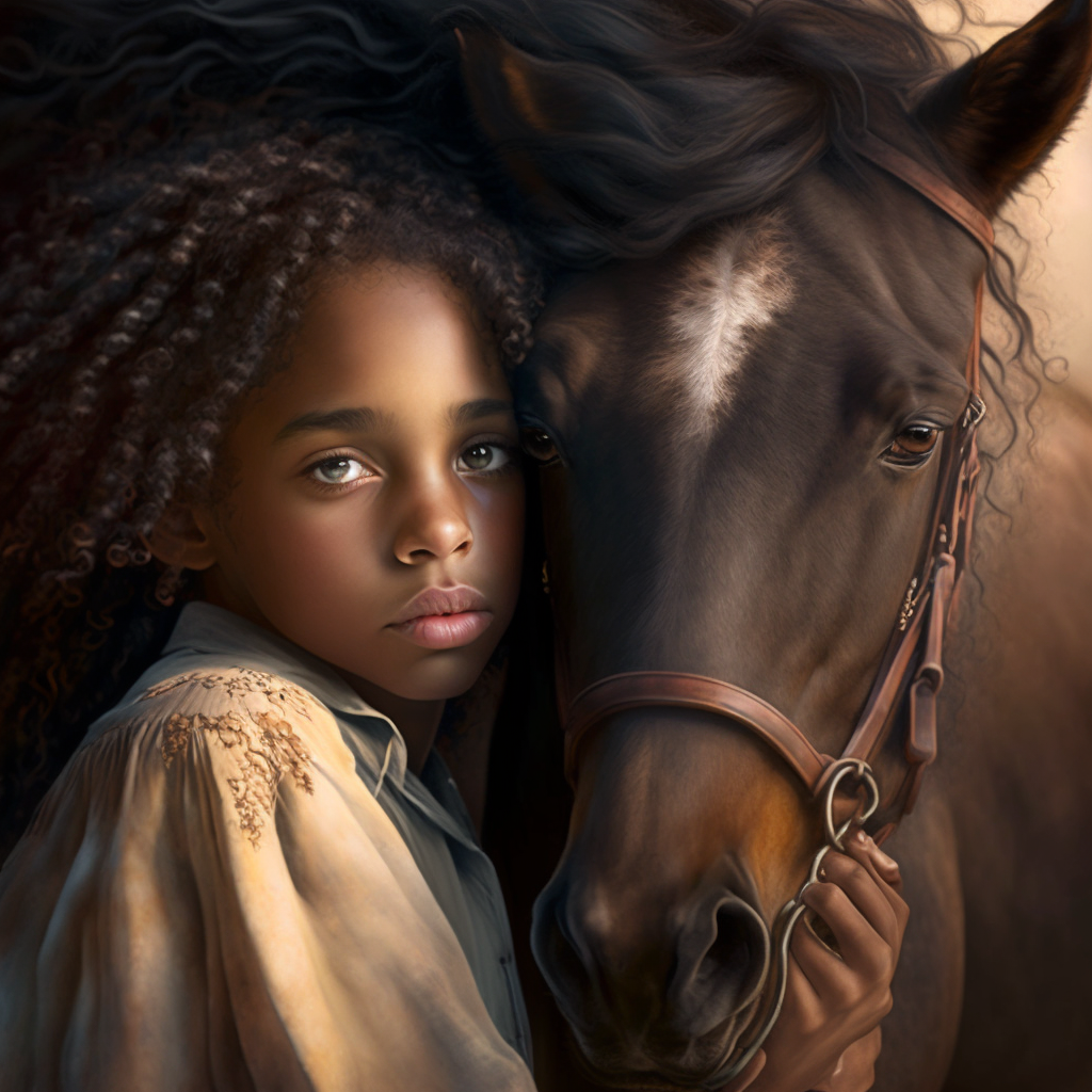 girl hugging a horse realistic photo masterpiece - The Soulful Artists