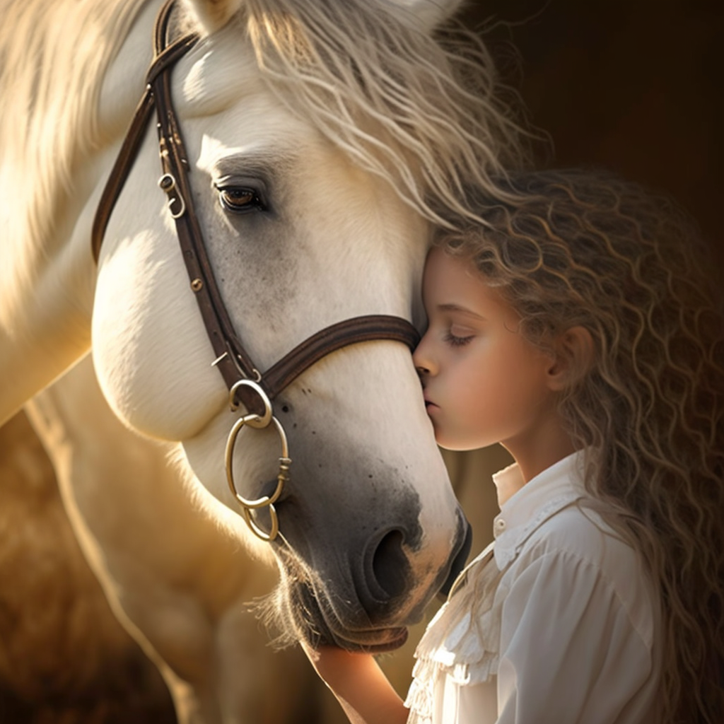 girl hugging a horse realistic photo masterpiece - The Soulful Artists