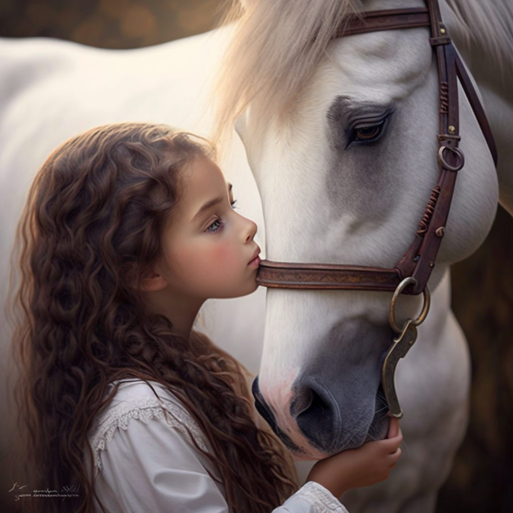 girl hugging a horse realistic photo masterpiece - The Soulful Artists