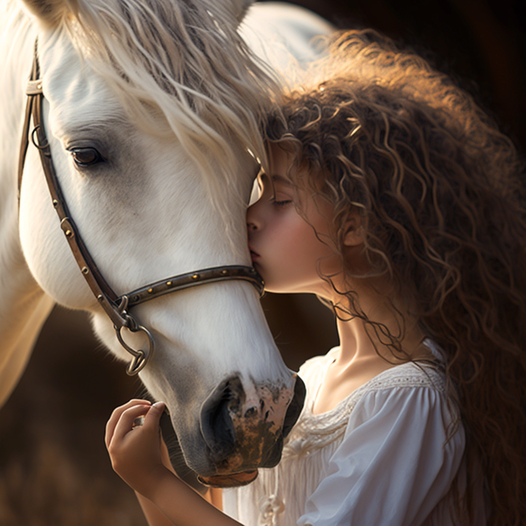 girl hugging a horse realistic photo masterpiece - The Soulful Artists
