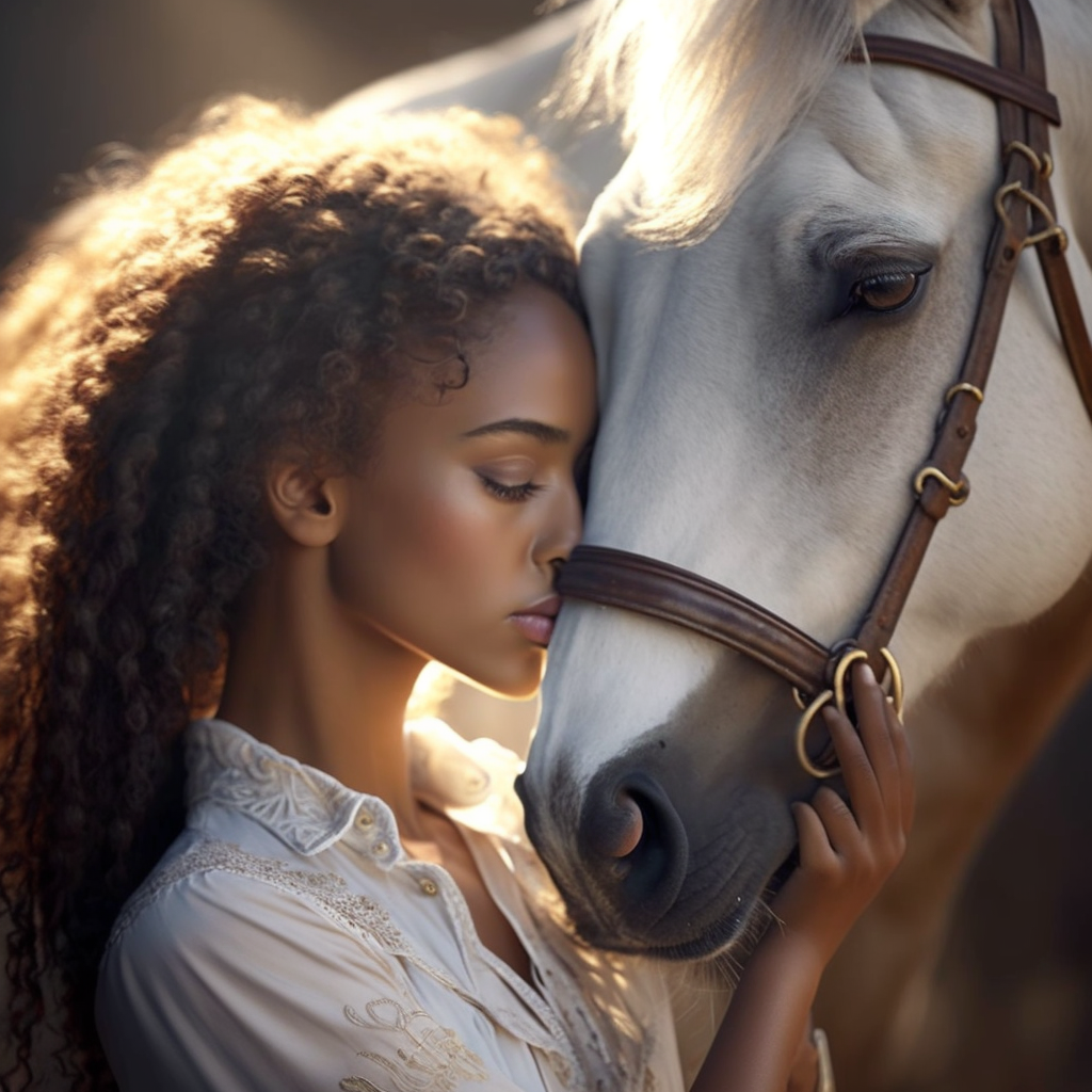 girl hugging a horse realistic photo masterpiece - The Soulful Artists