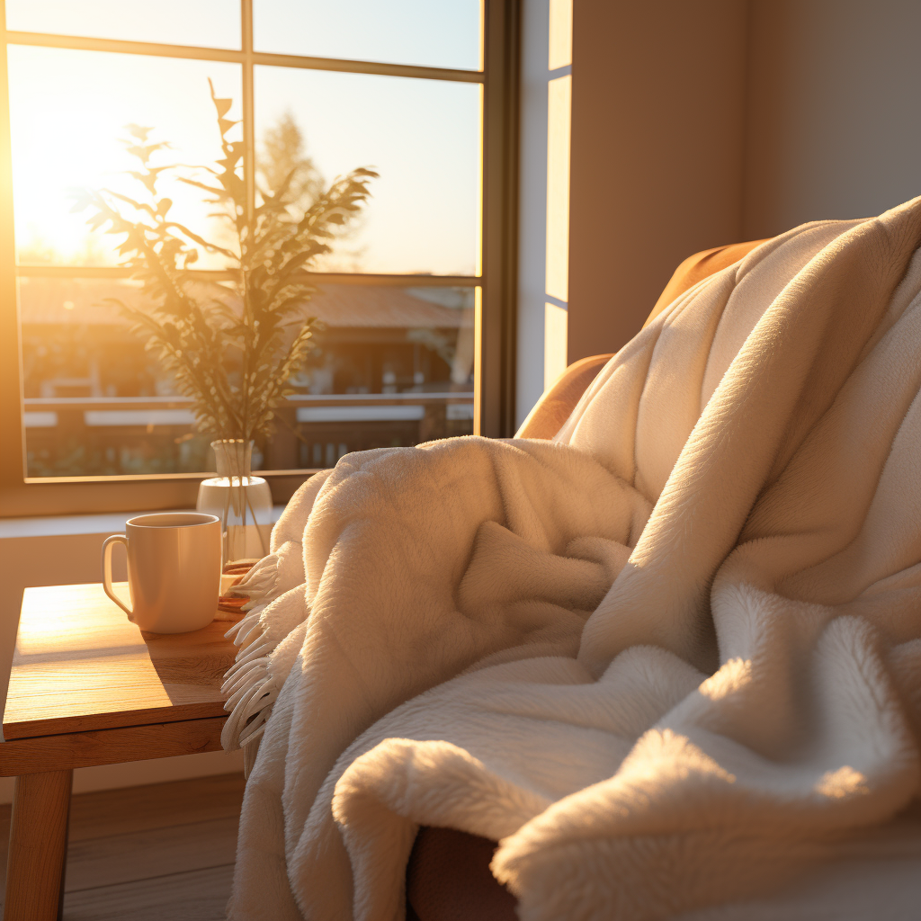 sun set neutral tone living room