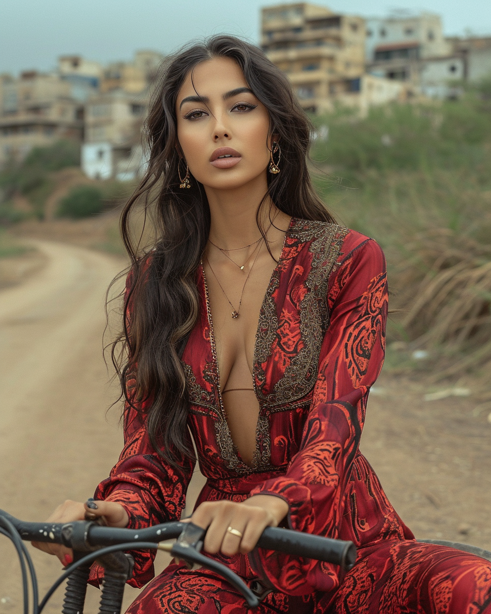 young beautiful woman riding a bicycle - The Soulful Artists