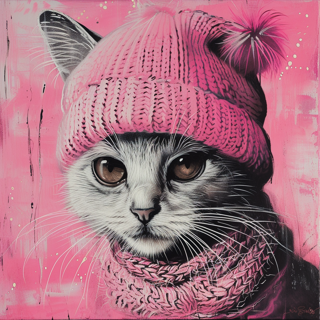 Winter Whiskers: The Cat in Pink - The Soulful Artists