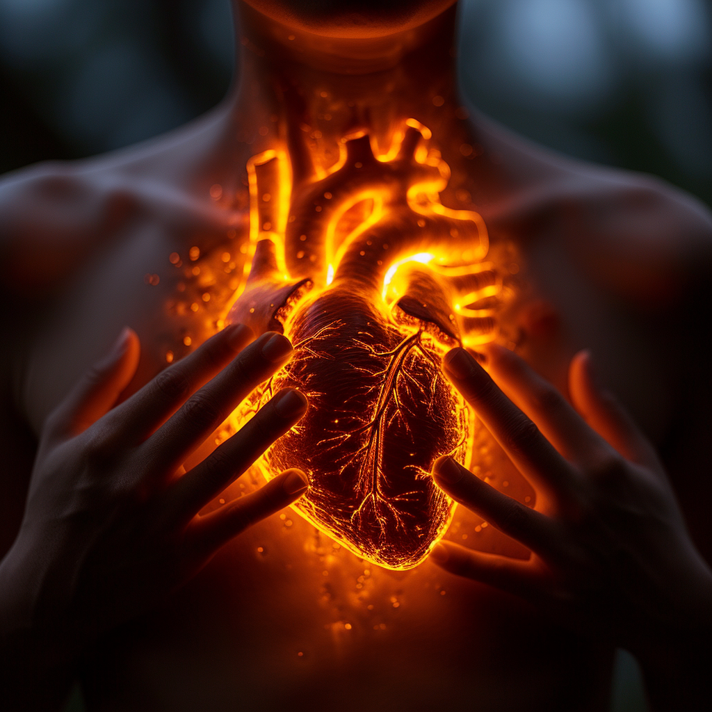 realistic person ultra simple a person appearing Heart attck