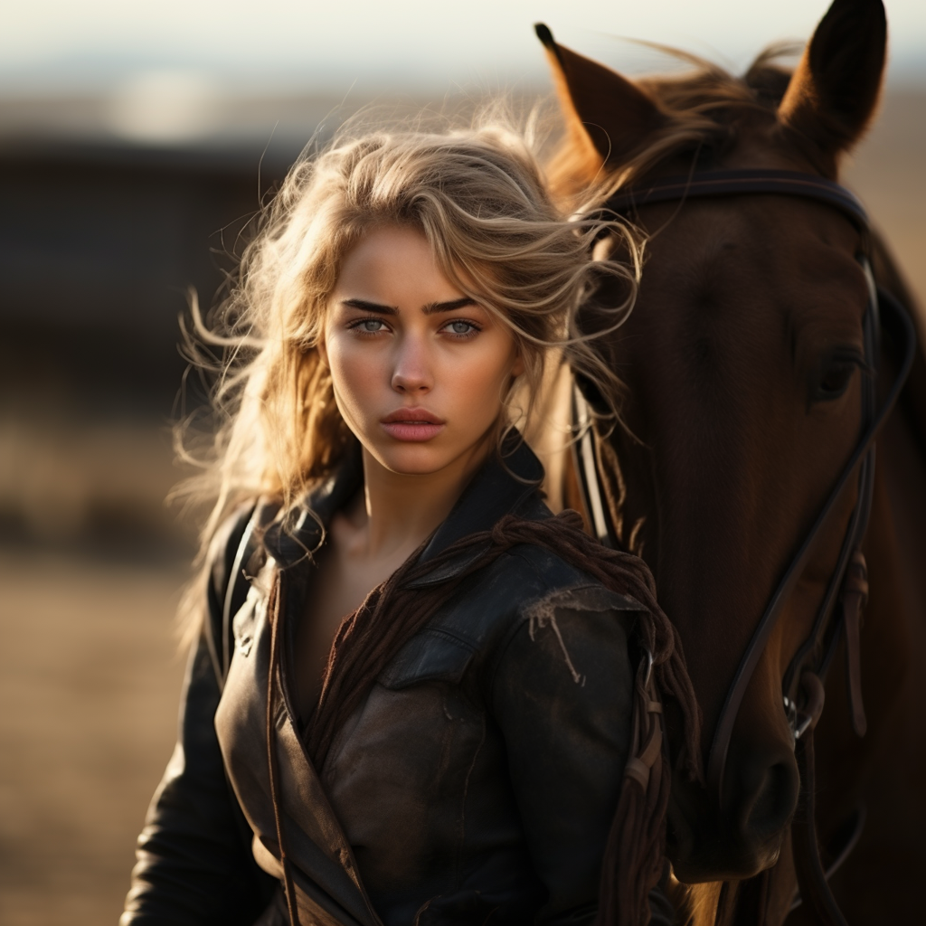 A Nordic woman riding her beloved horse.