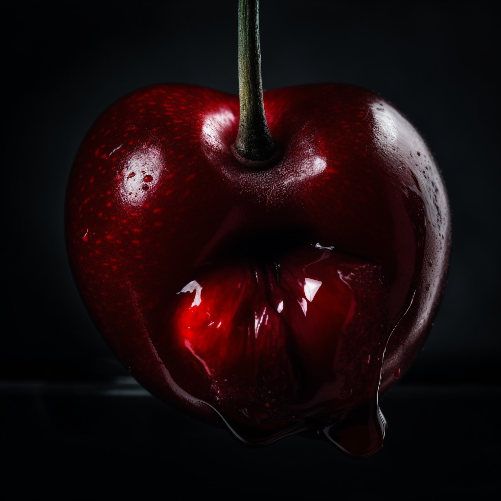 sensual red lips with a juicy deep red cherry bet