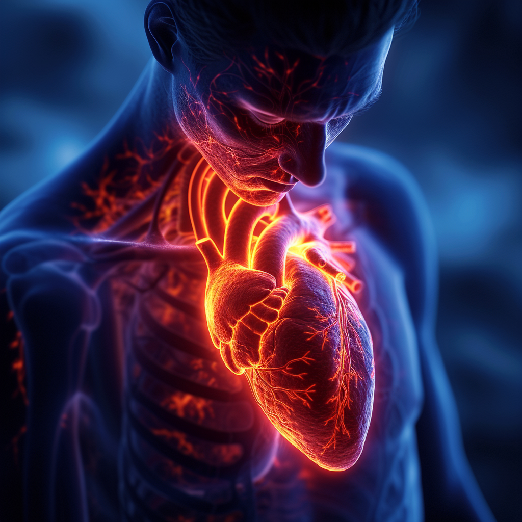realistic person ultra simple a person appearing Heart attck