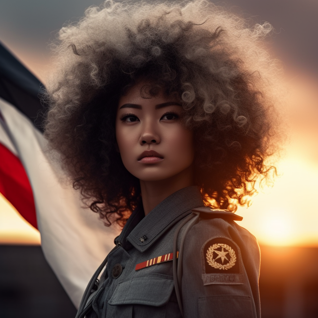 sunset imspired hues beautiful asian military girl