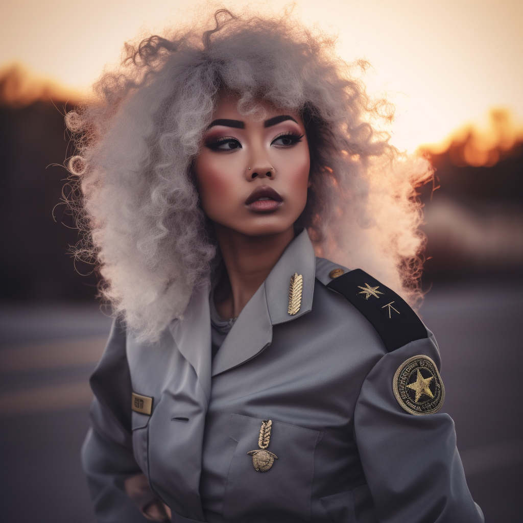 sunset imspired hues beautiful asian military girl
