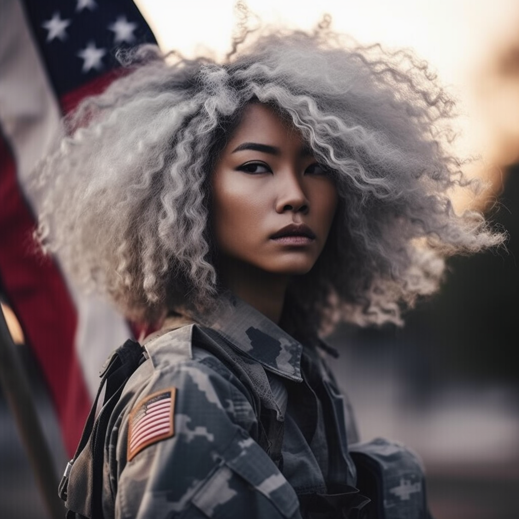 sunset imspired hues beautiful asian military girl