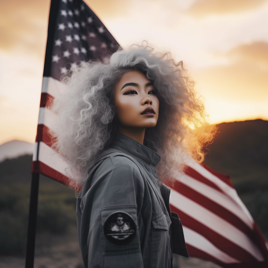 sunset imspired hues beautiful asian military girl