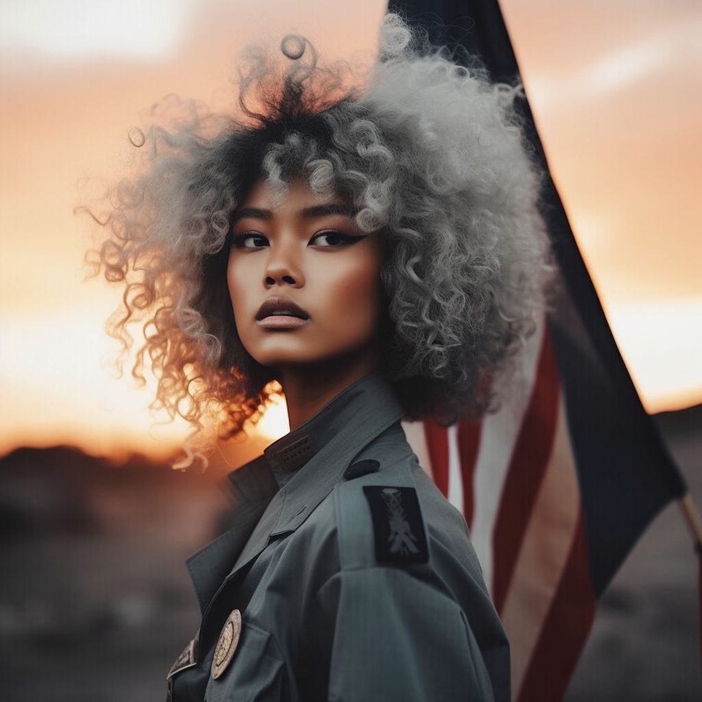 sunset imspired hues beautiful asian military girl