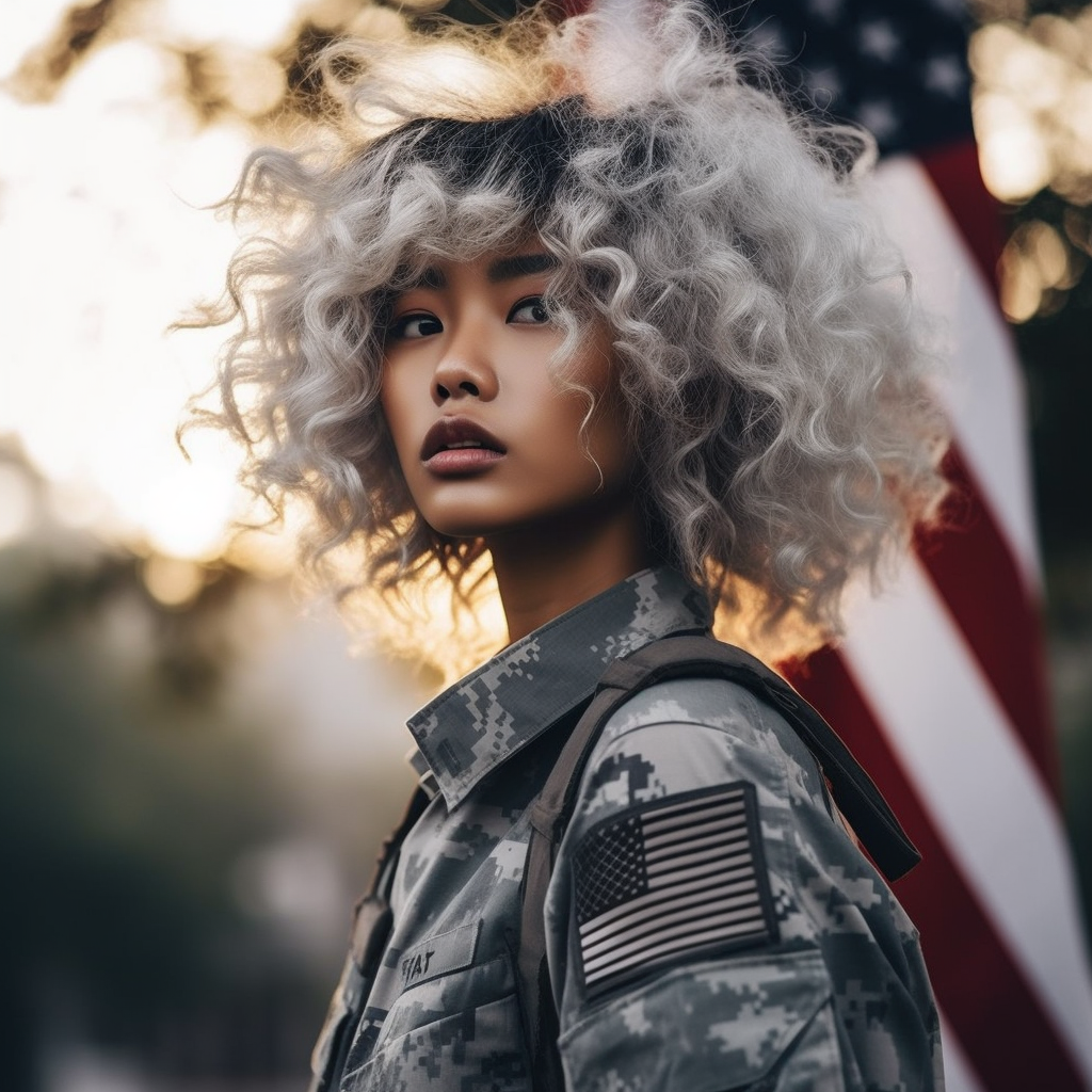 sunset imspired hues beautiful asian military girl