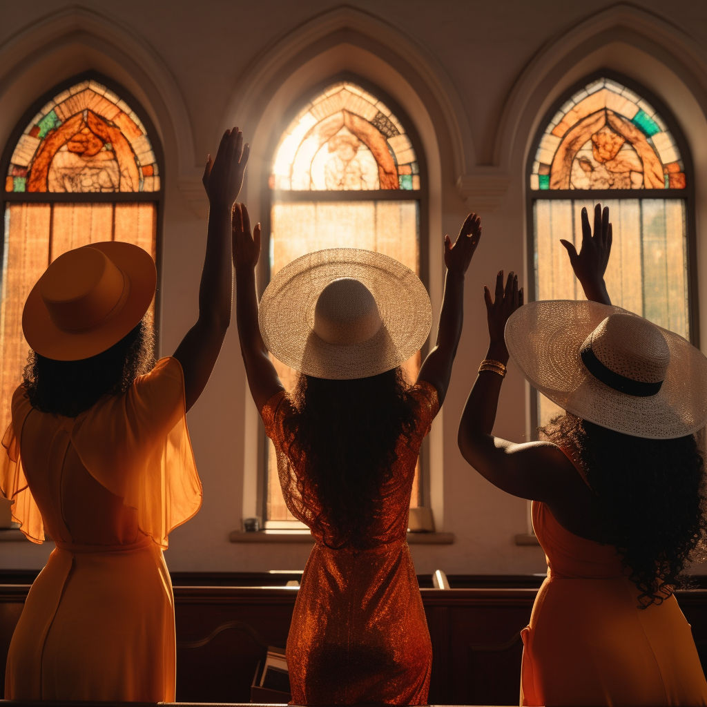 sunset imspired hues through church window