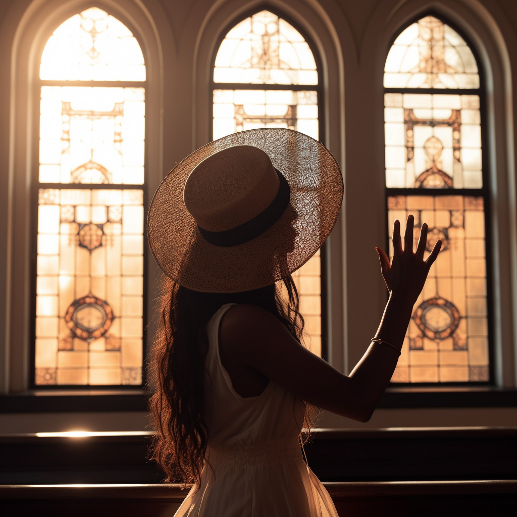 sunset imspired hues through church window