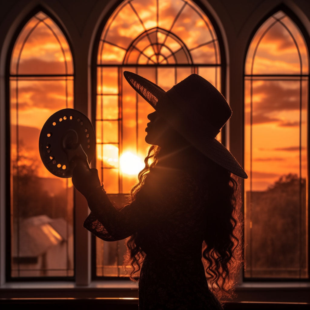 sunset imspired hues through church window