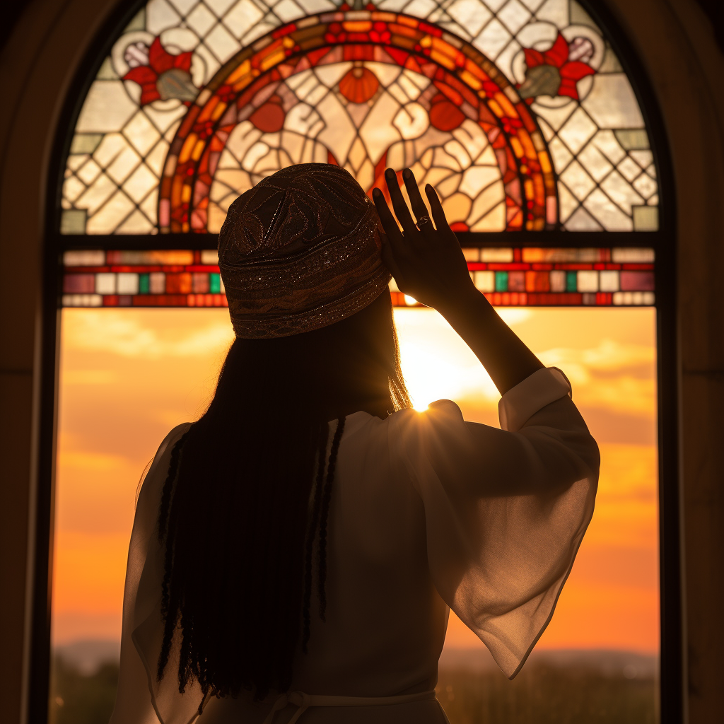 sunset imspired hues through_church window