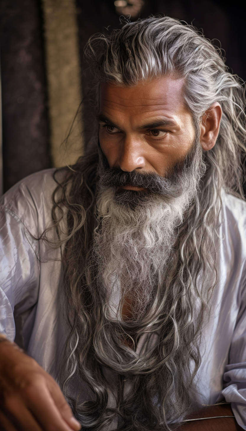 Bearded Man Long Hair Ai arta - The Soulful Artists